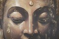 Tablou decorativ, Buddha -B, Mauro Ferretti, 100 x 100 cm, canvas imprimat si pictat/lemn de pin, multicolor