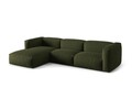 Coltar modular stanga 3 locuri, Martina-169, Micadoni Home, 332x176x75 cm, tesatura structurata catifelata, verde