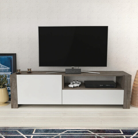 Comoda TV, Retricy, Piedmont, 160x36.8x46cm, PAL melaminat, Wenge / Alb