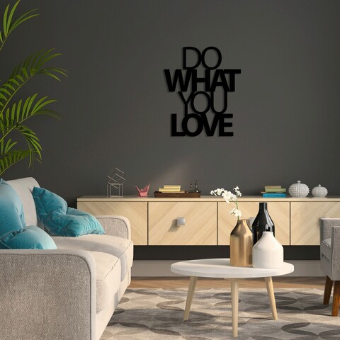 Decoratiune de perete, Do What You Love 2, Metal, Dimensiune: 47 x 55 cm, Negru