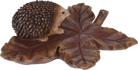 Decoratiune Hedgehoge on Leaf v1,16.8x15x5.3 cm, polistone, maro