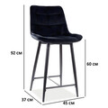 Scaun de bar Chic H-2 Velvet, Signal, 45x37x92 cm, catifea/otel, negru