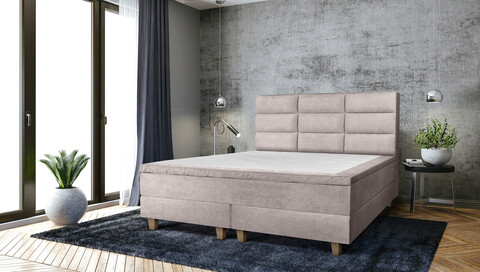 Pat matrimonial, Stockholm, Harmony E, 160x200 cm, saltea tip Pocket, topper memory, Taupe