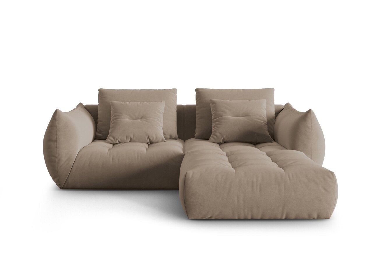 Coltar modular reversibil 3 locuri, Bloom-184, Micadoni Home, 232x216x95 cm, catifea, maro deschis - 1 | YEO