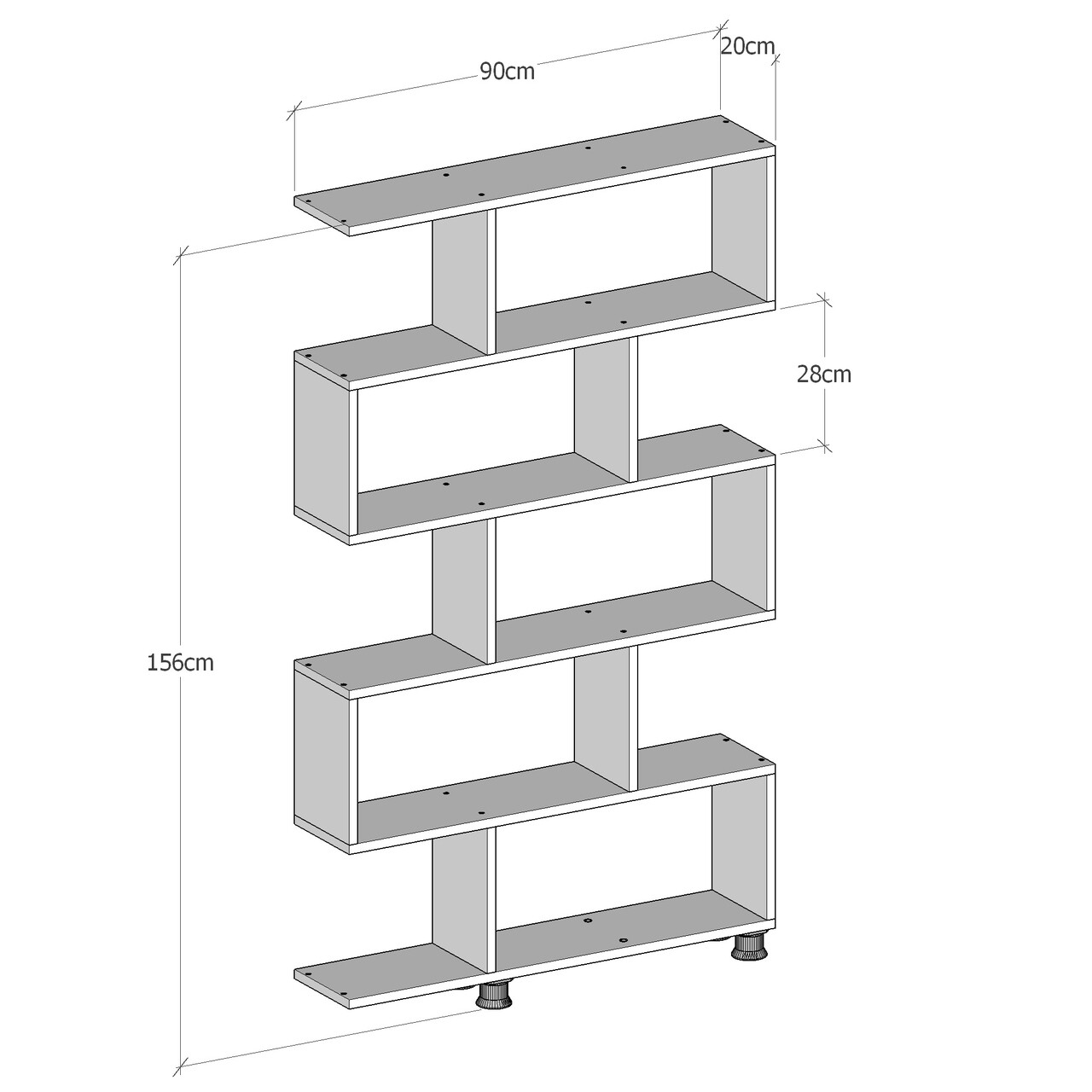 Biblioteca Nilufer, Elegance, 90x20x156 cm, maro - 2 | YEO