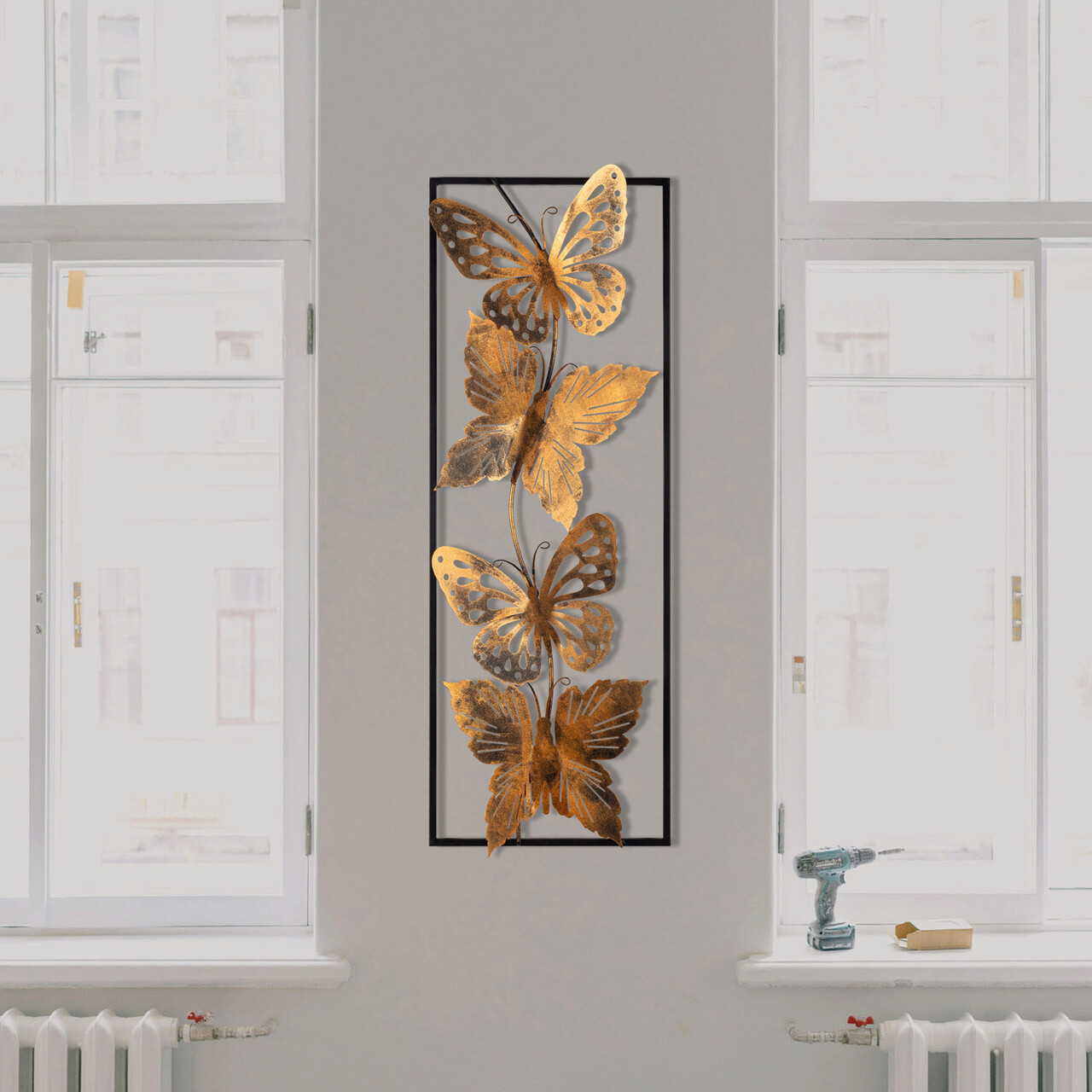 Decoratiune de perete, Butterfly, metal, 90 x 32 cm, multicolor - 2 | YEO