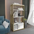 Corp biblioteca, Zena Home, Valero, 60x120x29.6 cm, PAL, Alb/Auriu