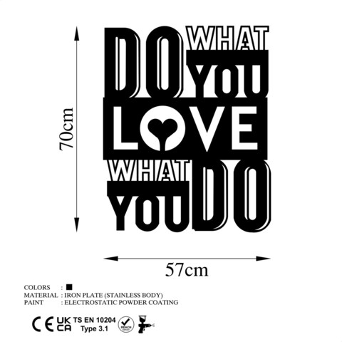 Decoratiune de perete, What Do You Love , Metal, Dimensiune: 57 x 70 cm, Negru