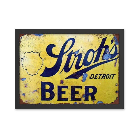 Tablou decorativ, Detroit Beer (35 x 45), MDF , Polistiren, Galben / Albastru închis