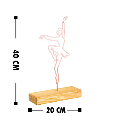 Decoratiune, Ballerina, 20x40x4 cm, Metal, Cupru