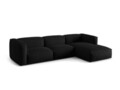 Coltar modular dreapta 3 locuri, Martina-169, Micadoni Home, 332x176x75 cm, tesatura structurata catifelata, negru