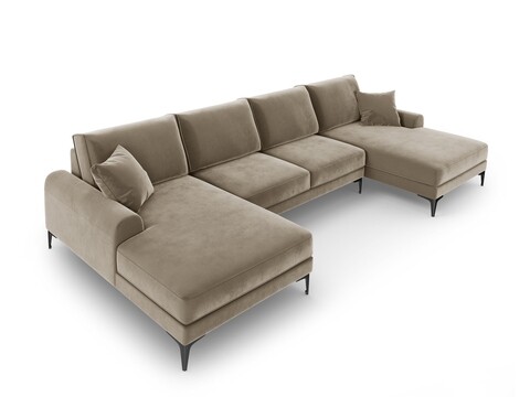 Coltar panoramic, Madara, Mazzini Sofas, 6 locuri, 334x182x90 cm, catifea, bej