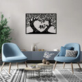 Decoratiune de perete, Birds Love, Metal, Dimensiune: 120 x 80 cm, Negru