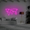 Lampa de perete World Map, Neon Graph, 66x38x2 cm, roz