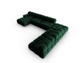 Coltar panoramic dreapta 7 locuri design modular, Bellis, Micadoni Home, BL, 379x282x63 cm, catifea, verde bottle