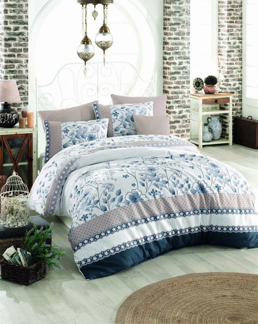 Lenjerie de pat pentru o persoana, Sudenaz - Blue, Pearl Home, Bumbac Ranforce