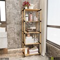 Organizator multifunctional, Seowood, cu 5 rafturi, 127 x 49 x 28 cm, lemn solid, natur