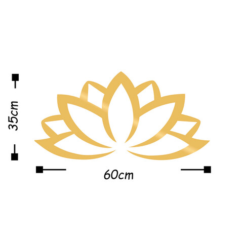 Decoratiune de perete, Lotus Flower 2, Metal, Dimensiune: 60 x 35 cm, Auriu