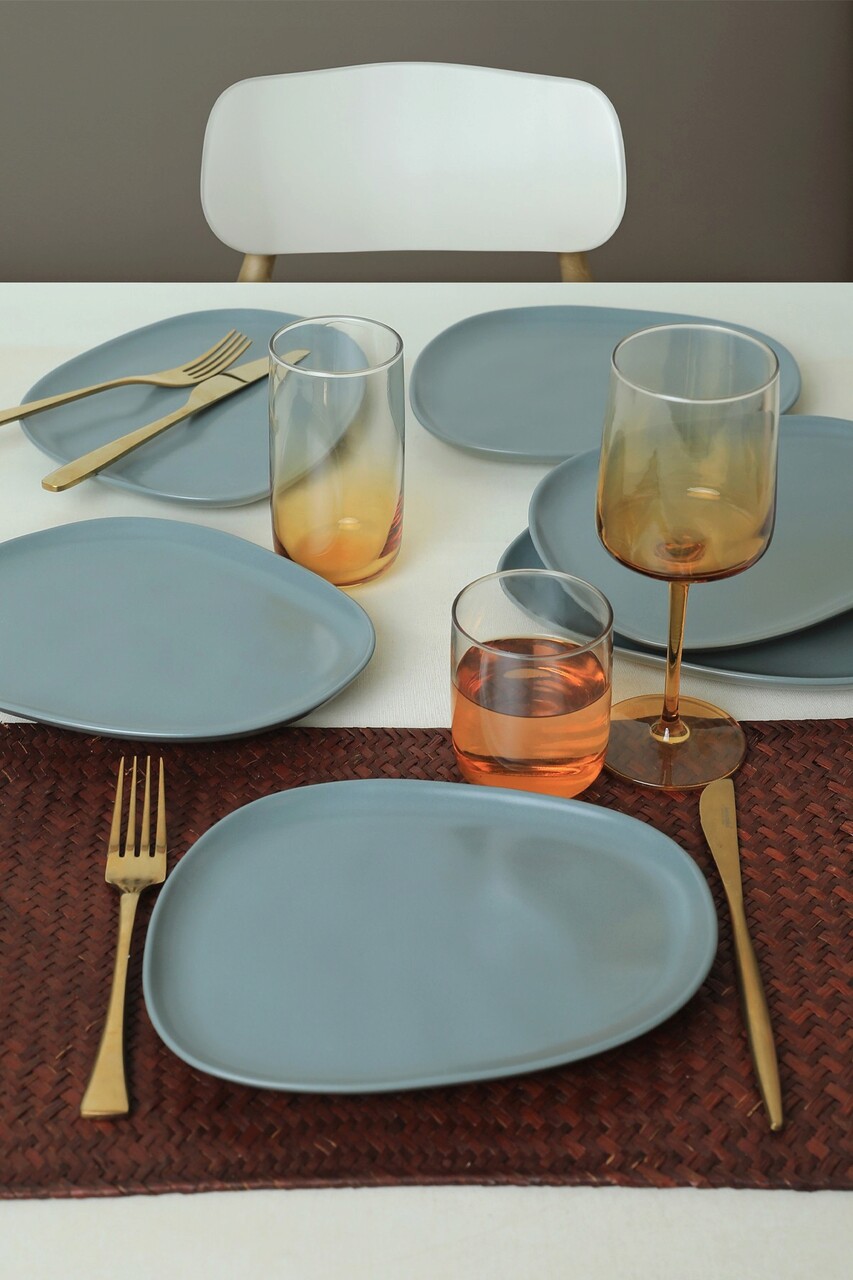 Set platouri servire desert, Keramika, 275KRM2206, 100% CERAMICA / , Nu absoarbe apa, Verde Mat