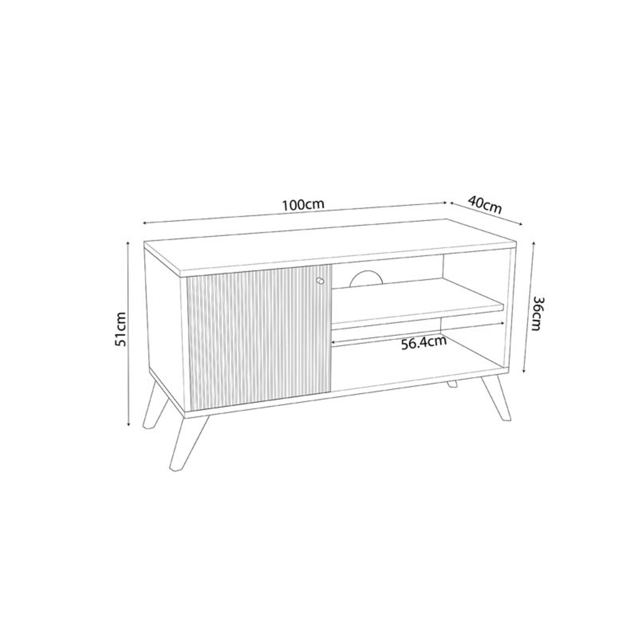 Comoda TV Flipter, Pakoworld, 100x40x51 cm, PAL melaminat, sonoma/negru