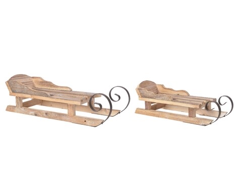 Set 2 decoratiuni Sleigh, Decoris, lemn