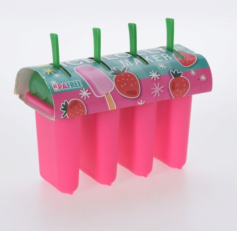 Forma pentru inghetata 4 bucati, Ice Lolly, 16x7.8x14 cm, polipropilena, roz/verde