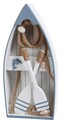 Decoratiune Boat, 18.5x8x40.5 cm, lemn, alb/albastru