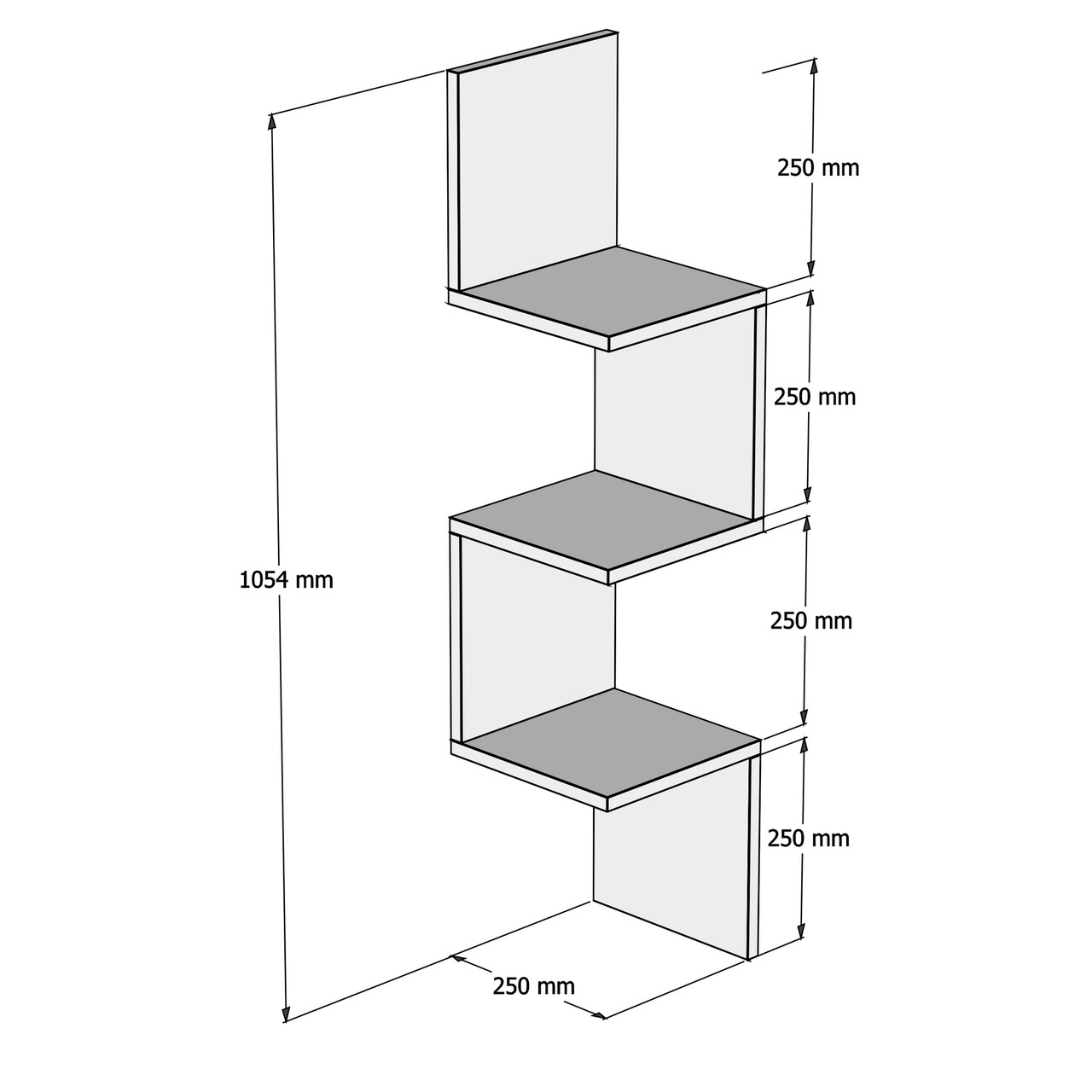 Raft pentru perete Zikzak, Puqa Design, 25x25x100 cm, maro - 1 | YEO