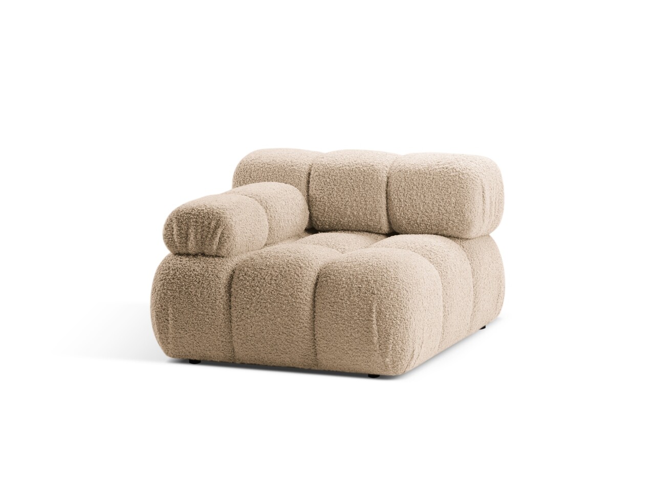 Modul stanga pentru canapea modulara, 1 loc, Bellis-213, Micadoni Home, 94x94x70 cm, tesatura boucle, bej sand