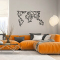 Decoratiune de perete, World Map Metal Decor 4, Metal, Dimensiune: 140 x 80 cm, Negru