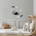 Decoratiune de perete, Love Birds, Poliester, Alb/Negru