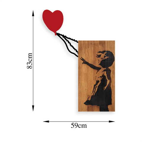 Decoratiune de perete, Banksy, Lemn/metal, Dimensiune: 83 x 60 cm, Nuc / Negru