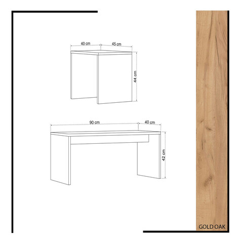 Masuta de cafea, Mod Design, Nuguso, 90x42x40 cm, Stejar / Alb