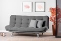 Canapea extensibila Misa Sofabed, Futon, 3 locuri, 198x128 cm, metal, gri