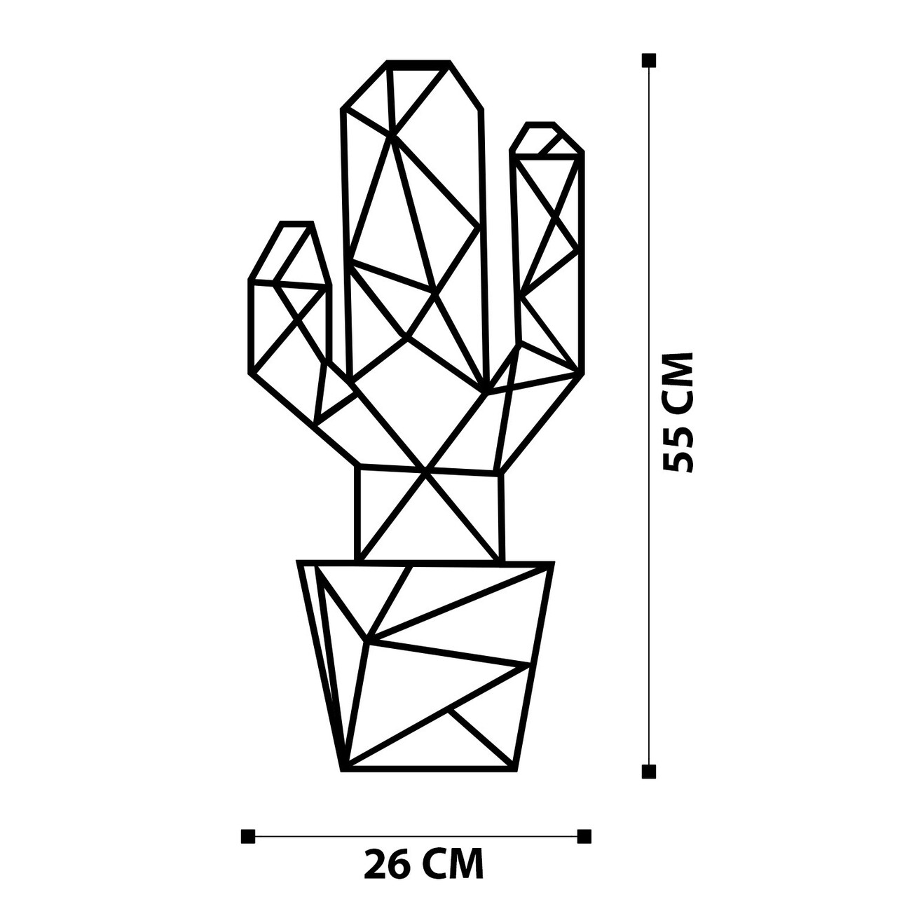 Decoratiune de perete, Cactus Metal Decor, metal, 26 x 55 cm, negru