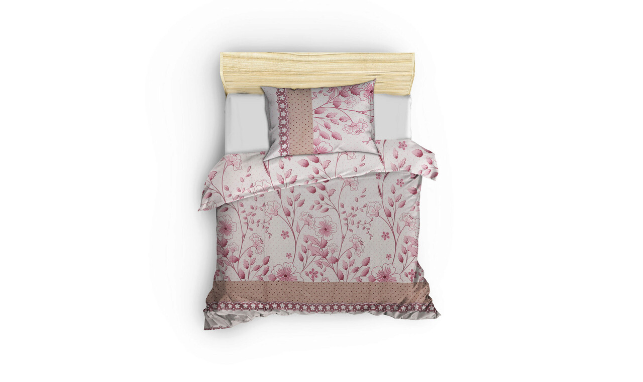 Lenjerie de pat pentru o persoana (FR), Sudenaz - Pink, Pearl Home, Bumbac Ranforce - 1 | YEO