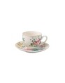 Set 2 cesti cu farfurie pentru cafea, Paradise Pink, Brandani, 90 ml, portelan