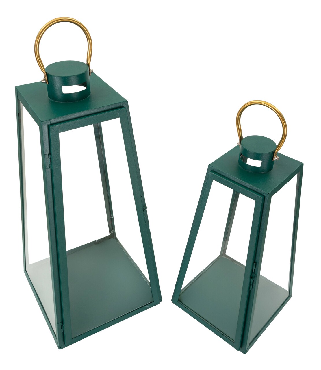 Set 2 felinare Grent, Mauro Ferretti, 25x25x57 cm, fier/sticla, verde/auriu