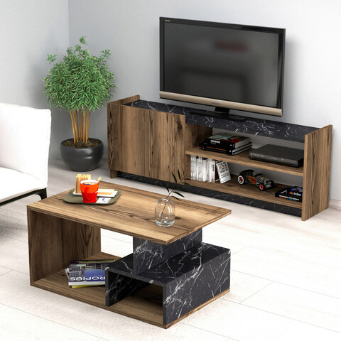 Set mobilier living, Mezza, Set 1486, Nuc / Negru