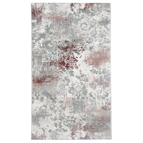 Covor, Hera 4469A, 80x200 cm, Fibre acrilice, Roz / Gri / Alb