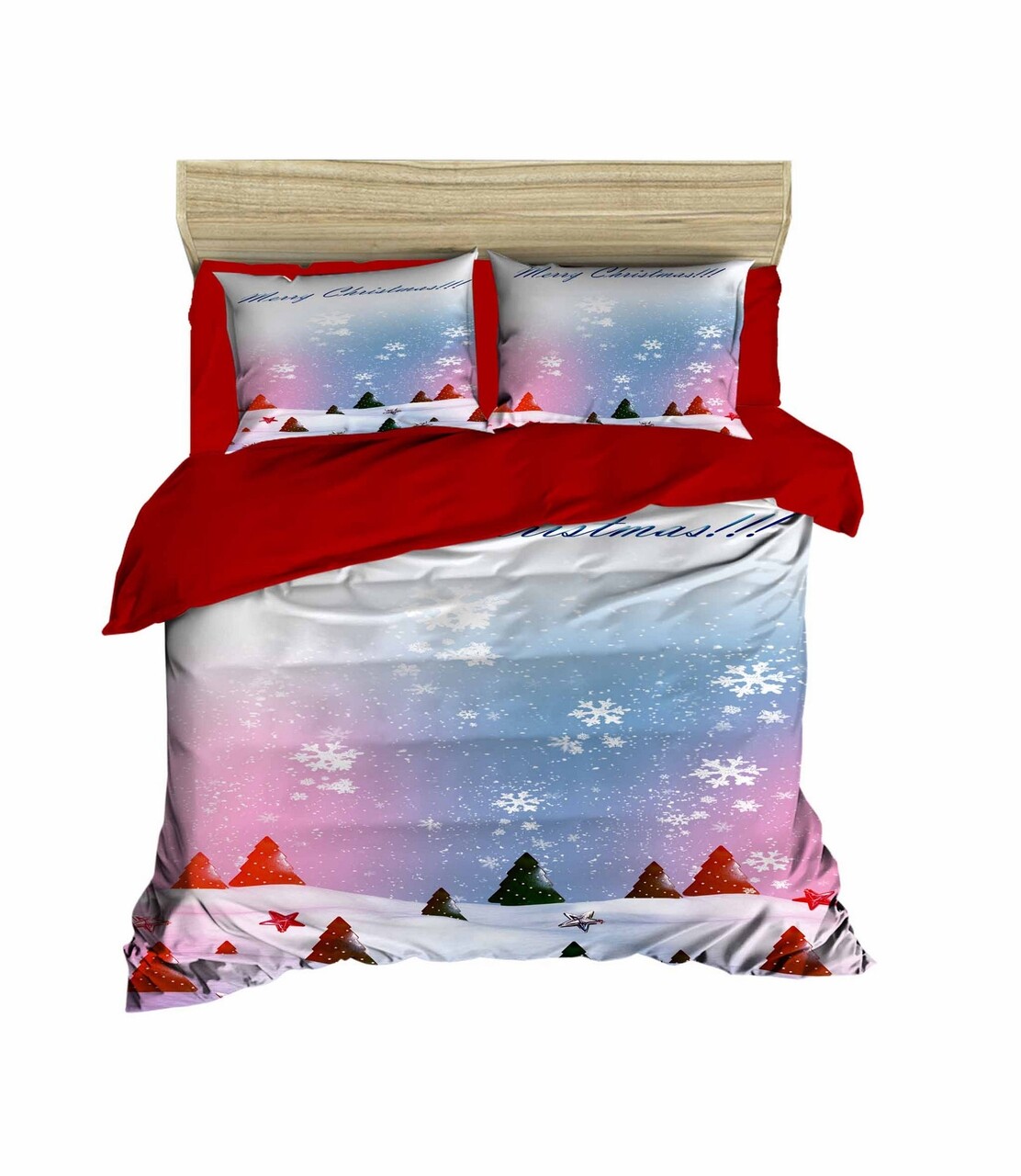 Lenjerie de pat dubla Xmas-439, Pearl Home, 3 piese, amestec bumbac, multicolor