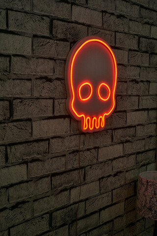 Decoratiune luminoasa LED, Skull, Benzi flexibile de neon, DC 12 V, Rosu