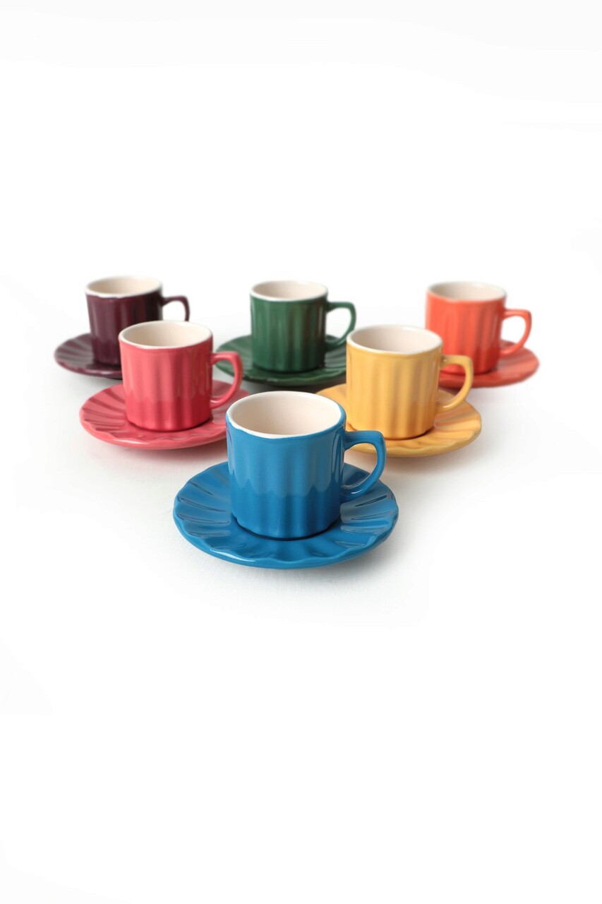 Set cesti de cafea, Keramika, 275KRM2177, 100% CERAMICA / , Nu absoarbe apa, Multicolor - 1 | YEO