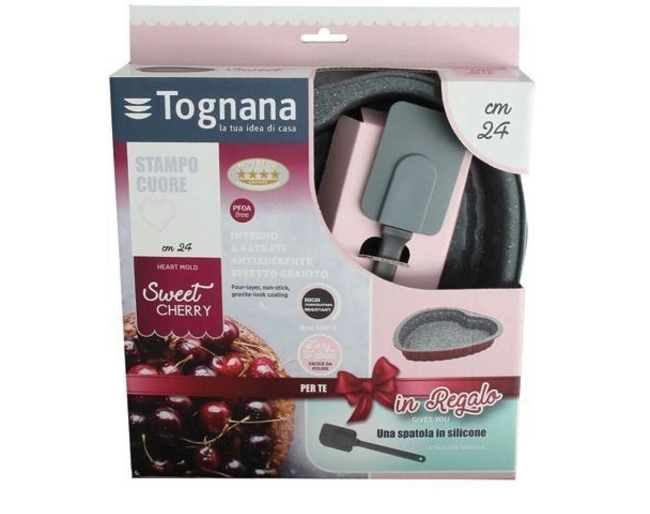 Set forma de copt inimioara + spatula Sweet Cherry, Tognana, 24 cm, otel carbon/plastic - 2 | YEO