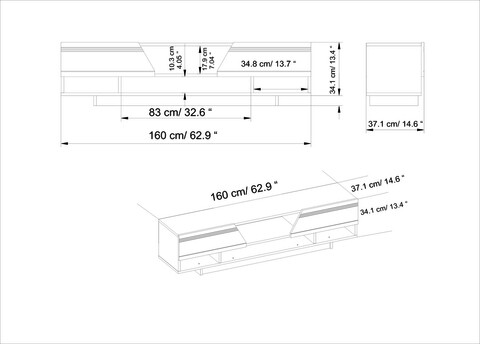 Comoda TV, Decorotika, Aspatria, 160x34.1x37.1 cm, Alb