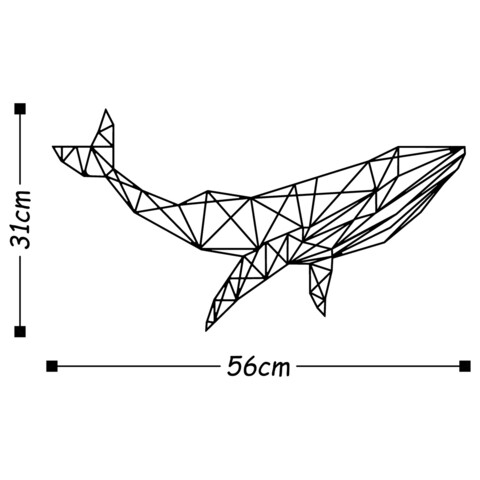 Decoratiune de perete, Whale 1, Metal, Dimensiune: 56 x 31 cm, Negru