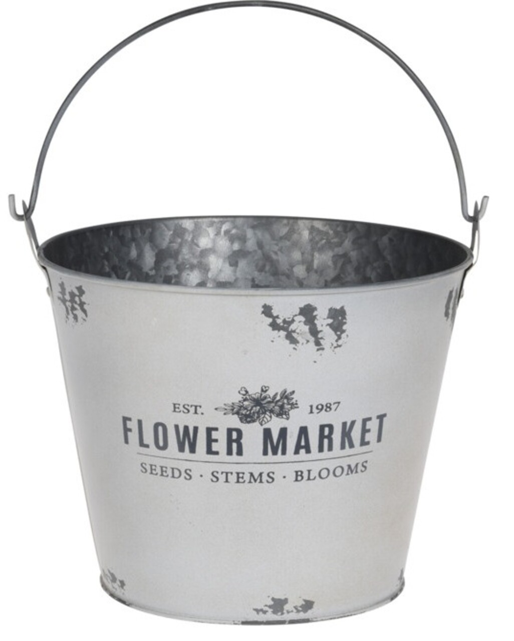 Ghiveci Bucket Shape, 23.3x19x16.8 cm, zinc, alb