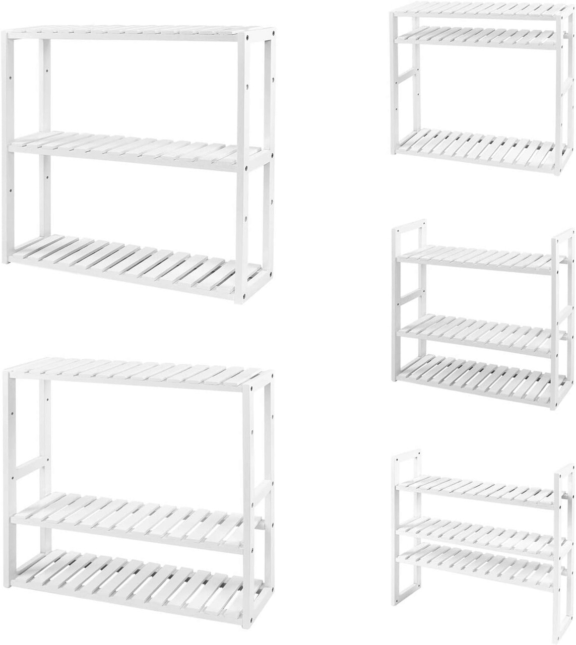 Raft de depozitare multifunctional Vasagle, 60x15x54 cm, bambus, alb - 1 | YEO