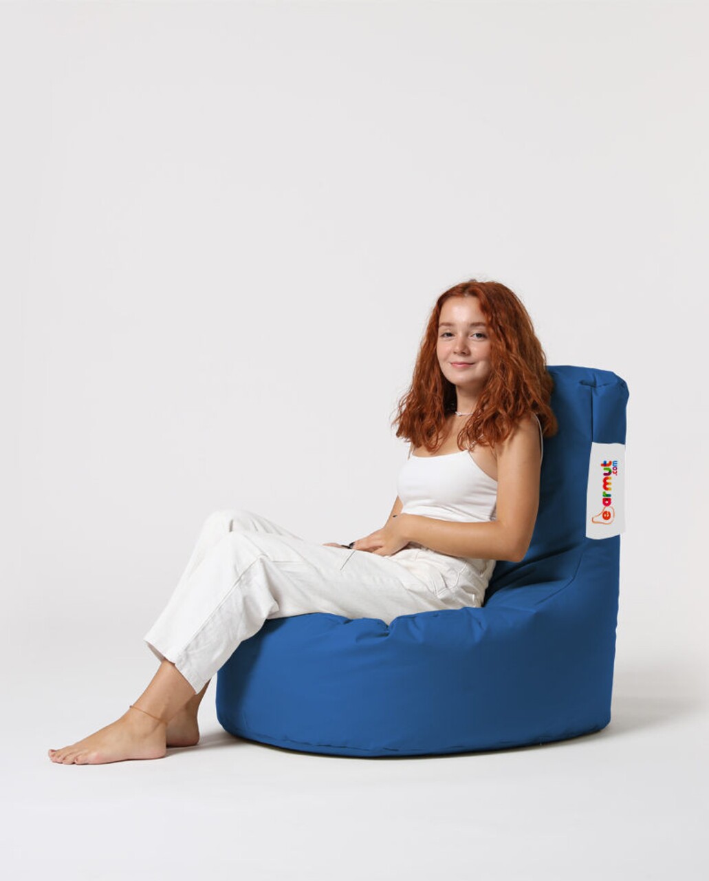 Fotoliu puf, Bean Bag, Ferndale Lina, 70 x 80 cm, poliester impermeabil, albastru