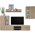 Mobilier living, Berlin, 1 x vitrina, 1 x vitrina supendata, 1 x comoda TV, 1 x raft perete, 270 x 192 x 40 cm, PAL, sonoma